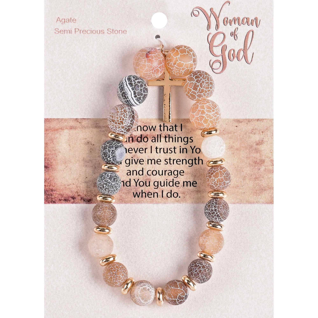 Bracelet Woman Of God Brown W/Cross