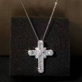 Elegant Baguette Cross Pendant Necklace, Silver